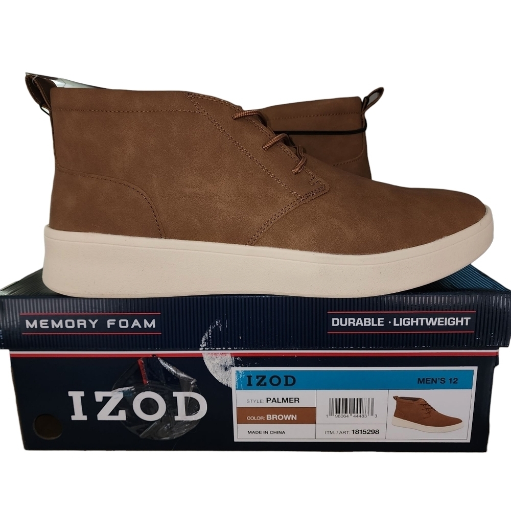 IZOD Palmer Men's Size 12, Lace-up Chukka Boots, Brown, New in Box
